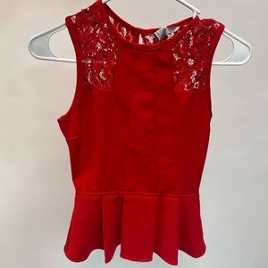 H&M - red top with lace detail